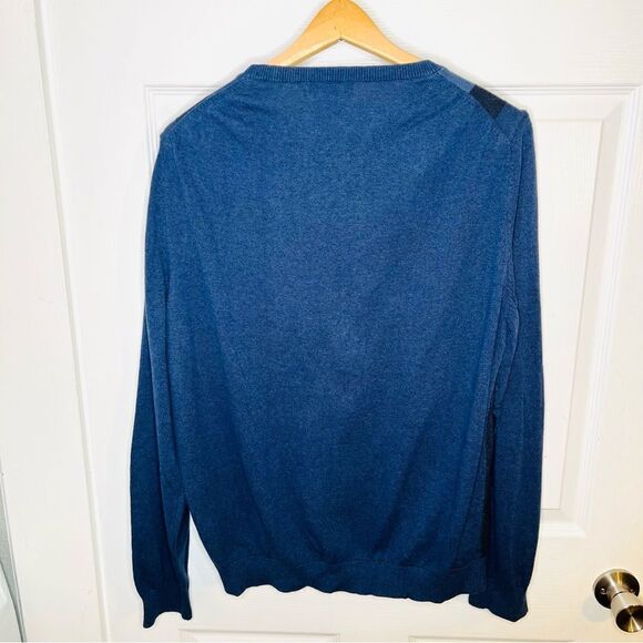 Van Heusen Mens Lightweight Long Sleeve Blue Cotton Crewneck Sweater Plaid M - Picture 6 of 8
